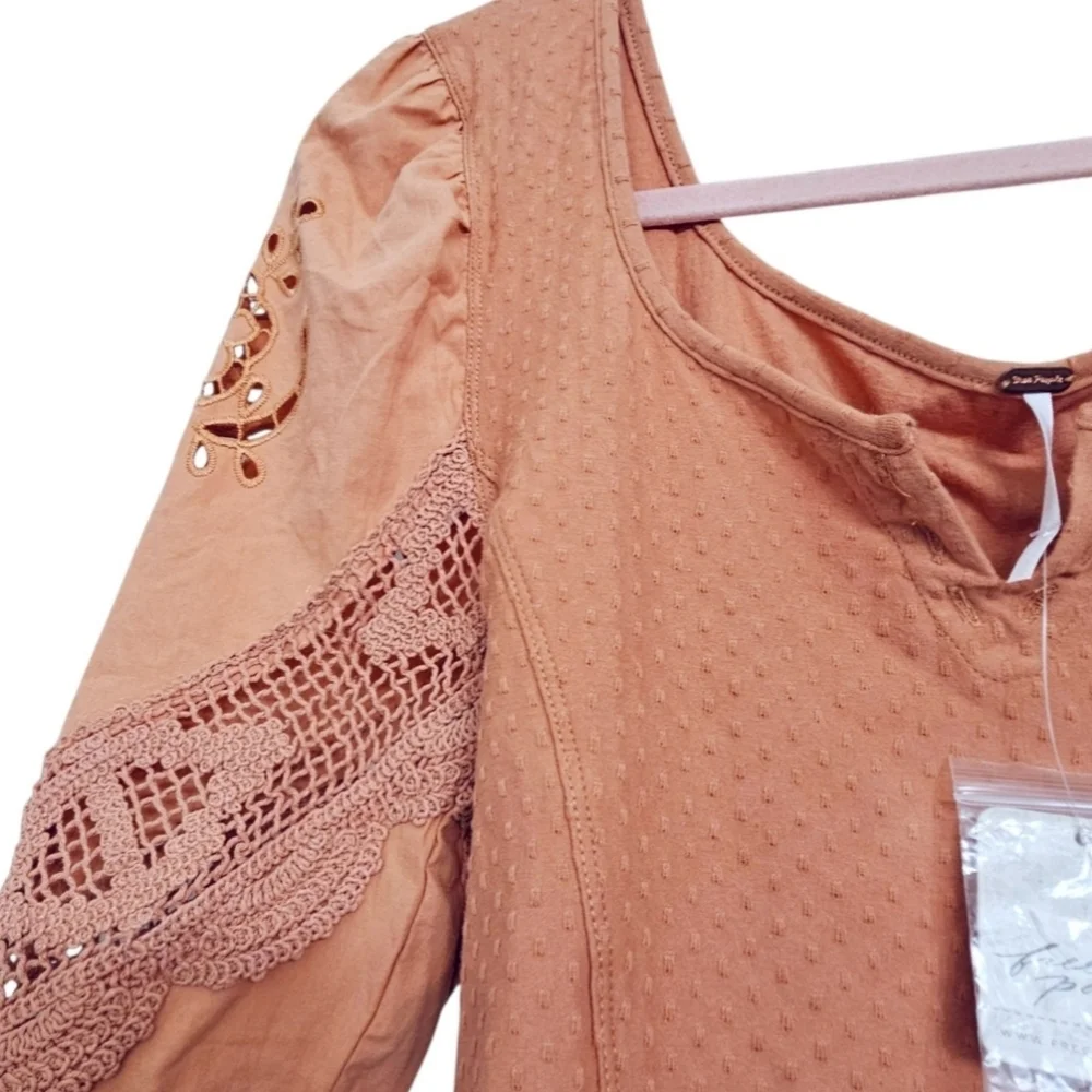 Free People Boho Crochet Top Textured In Blush Women's Size XS NWT